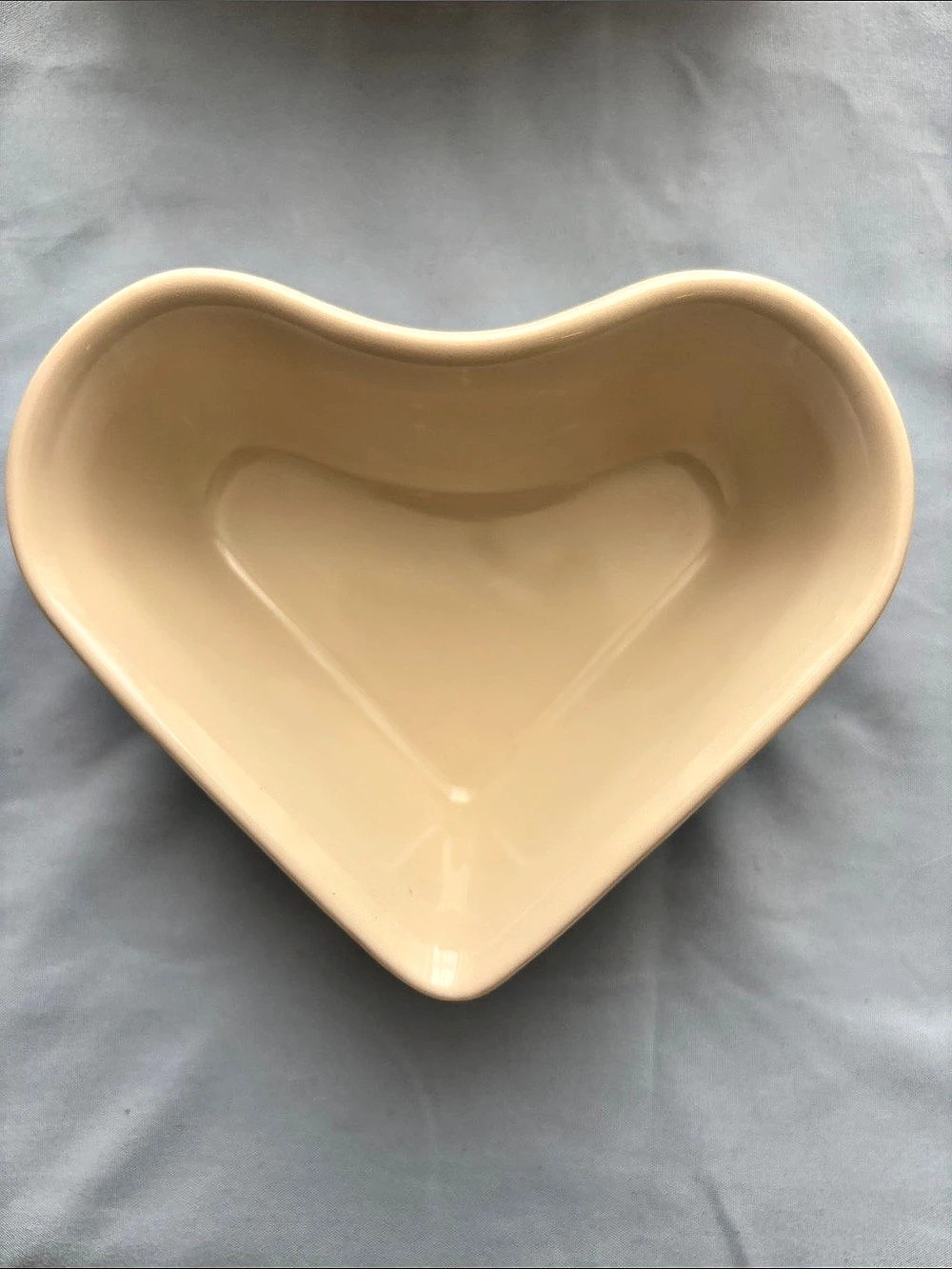 Longaberger Pottery Heart Ramekin Cream and Cornflower Blue